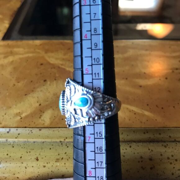 Natural Blue Moon Turquoise Sterling Silver Ring Size 6 - Picture 4 of 10